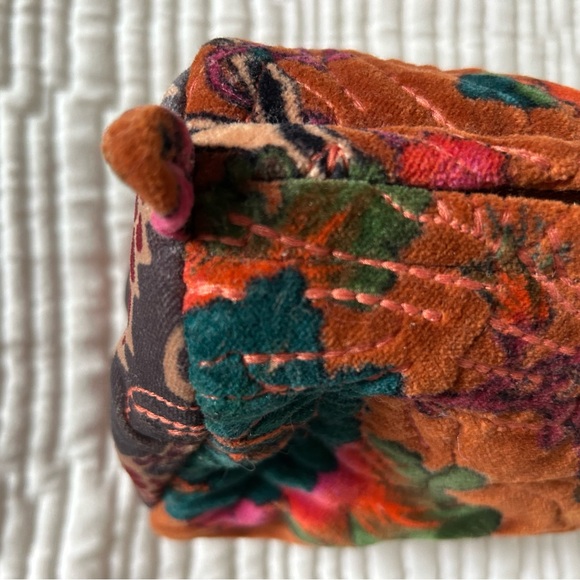 Anthropologie Quilted Floral Orange & Pink Cosmetic Makeup Case Bag - Picture 5 of 11